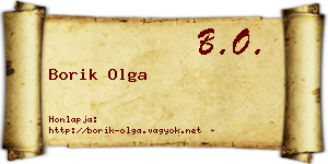 Borik Olga névjegykártya